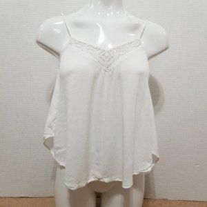 Flying Tomato top Small sleeveless lace inset neckline flowy boho tank